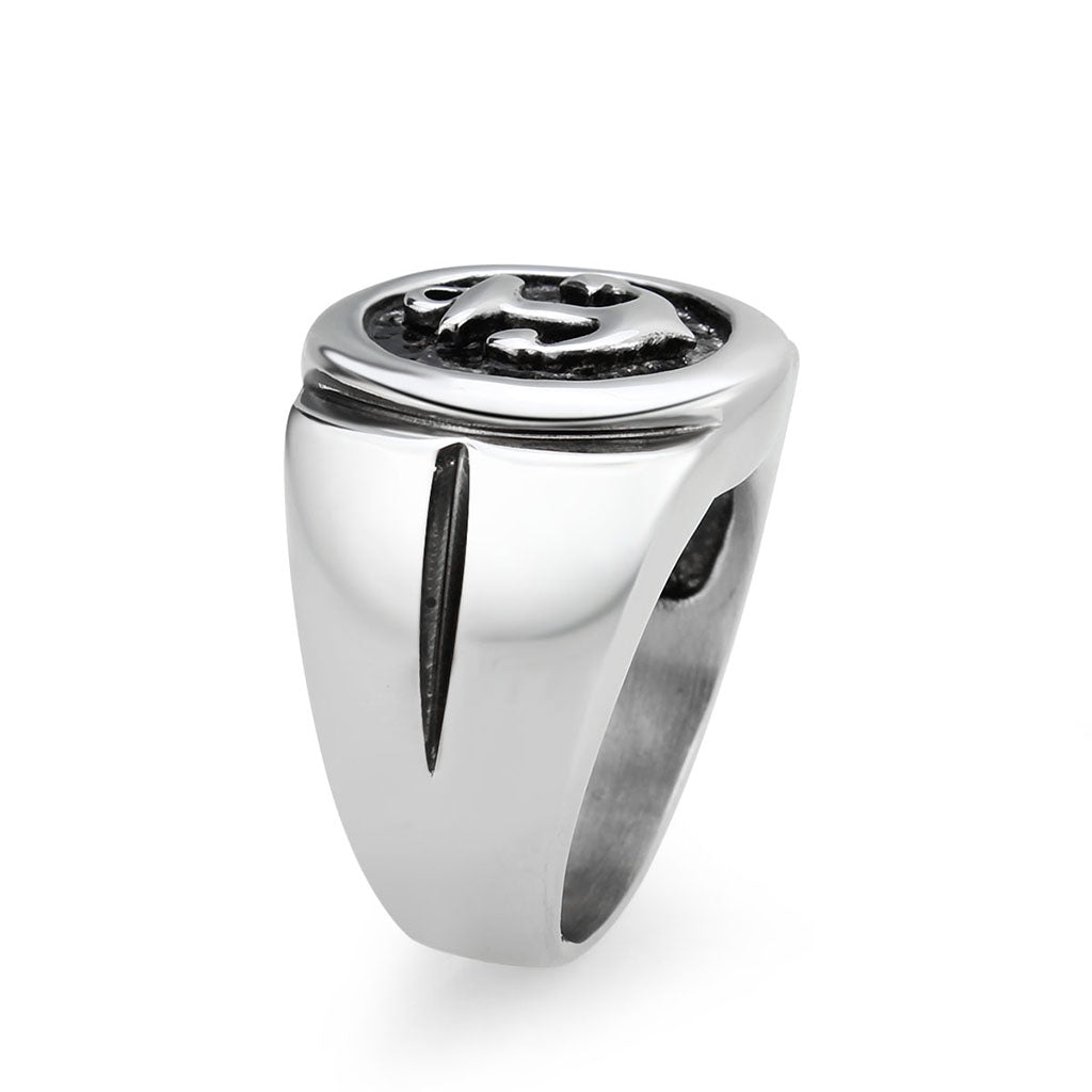 TK3895 - High polished (no plating) Stainless Steel Ring with Epoxy in Jet-3