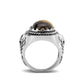 TK3896 - High polished (no plating) Stainless Steel Ring with Synthetic in Amber-2