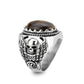 TK3896 - High polished (no plating) Stainless Steel Ring with Synthetic in Amber-3