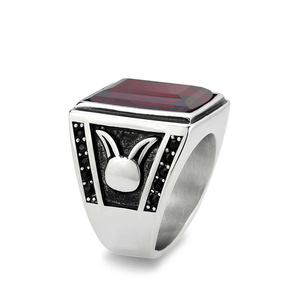TK3897 - High polished (no plating) Stainless Steel Ring with AAA Grade CZ in Siam-3