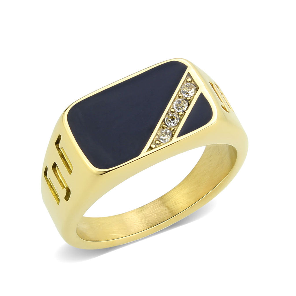 TK3898 - IP Gold(Ion Plating) Stainless Steel Ring with Top Grade Crystal in Clear-0