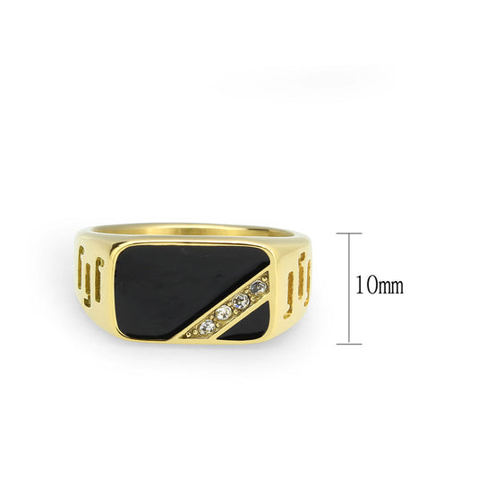 TK3898 - IP Gold(Ion Plating) Stainless Steel Ring with Top Grade Crystal in Clear-1