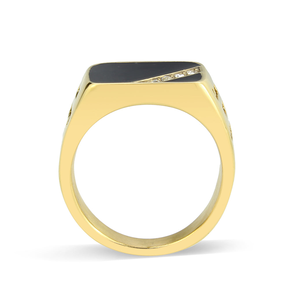 TK3898 - IP Gold(Ion Plating) Stainless Steel Ring with Top Grade Crystal in Clear-2