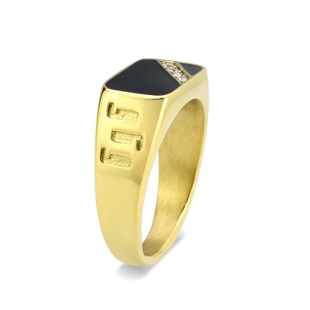TK3898 - IP Gold(Ion Plating) Stainless Steel Ring with Top Grade Crystal in Clear-3