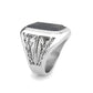 TK3899 - High polished (no plating) Stainless Steel Ring with Synthetic in Jet-3