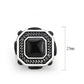TK3901 - High polished (no plating) Stainless Steel Ring with Synthetic in Jet-1