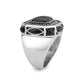 TK3901 - High polished (no plating) Stainless Steel Ring with Synthetic in Jet-3