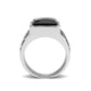 TK3905 - High polished (no plating) Stainless Steel Ring with Synthetic in Jet-2