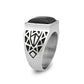 TK3905 - High polished (no plating) Stainless Steel Ring with Synthetic in Jet-3