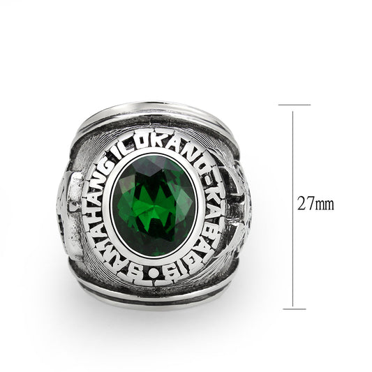 TK3906 - High polished (no plating) Stainless Steel Ring with Top Grade Crystal in Emerald-1