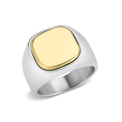 TK3909 - Two Tone IP Gold (Ion Plating) Stainless Steel Ring with NoStone in No Stone-0