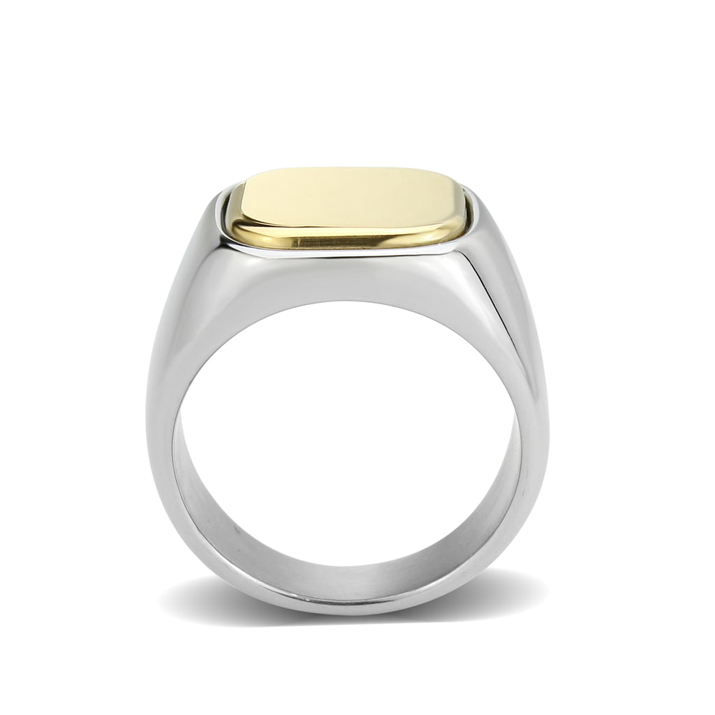 TK3909 - Two Tone IP Gold (Ion Plating) Stainless Steel Ring with NoStone in No Stone-2