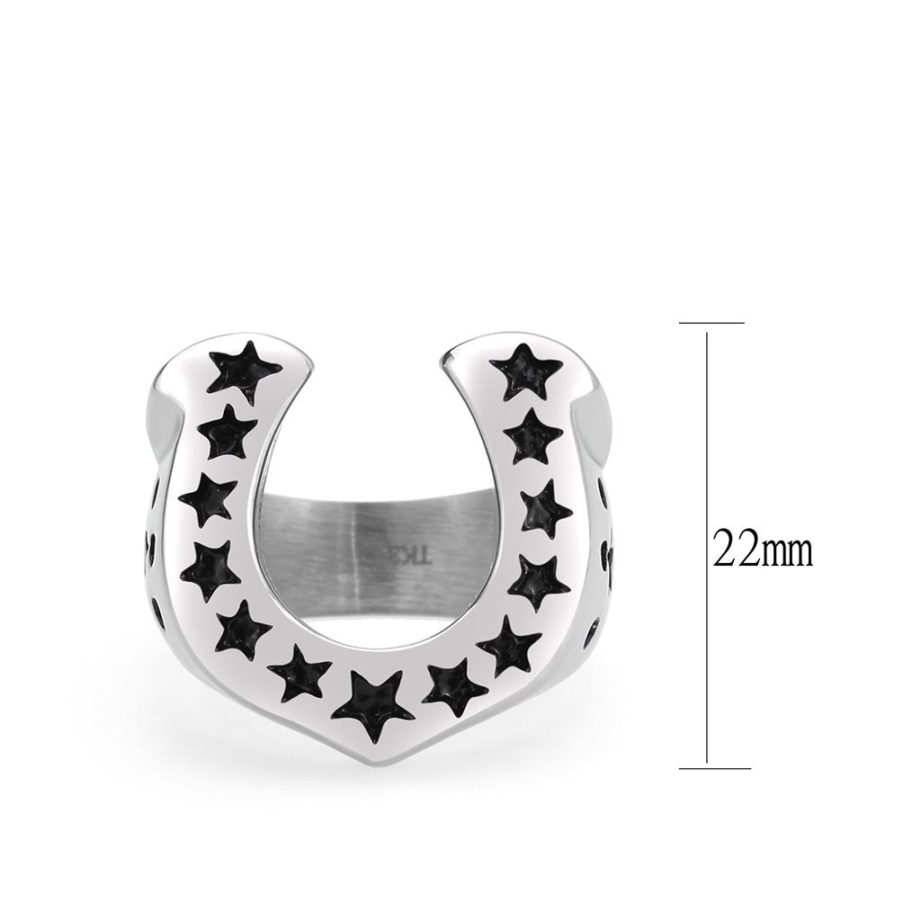 TK3912 - High polished (no plating) Stainless Steel Ring with Epoxy in Jet-1