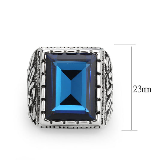 TK3913 - High polished (no plating) Stainless Steel Ring with Top Grade Crystal in Sapphire-1