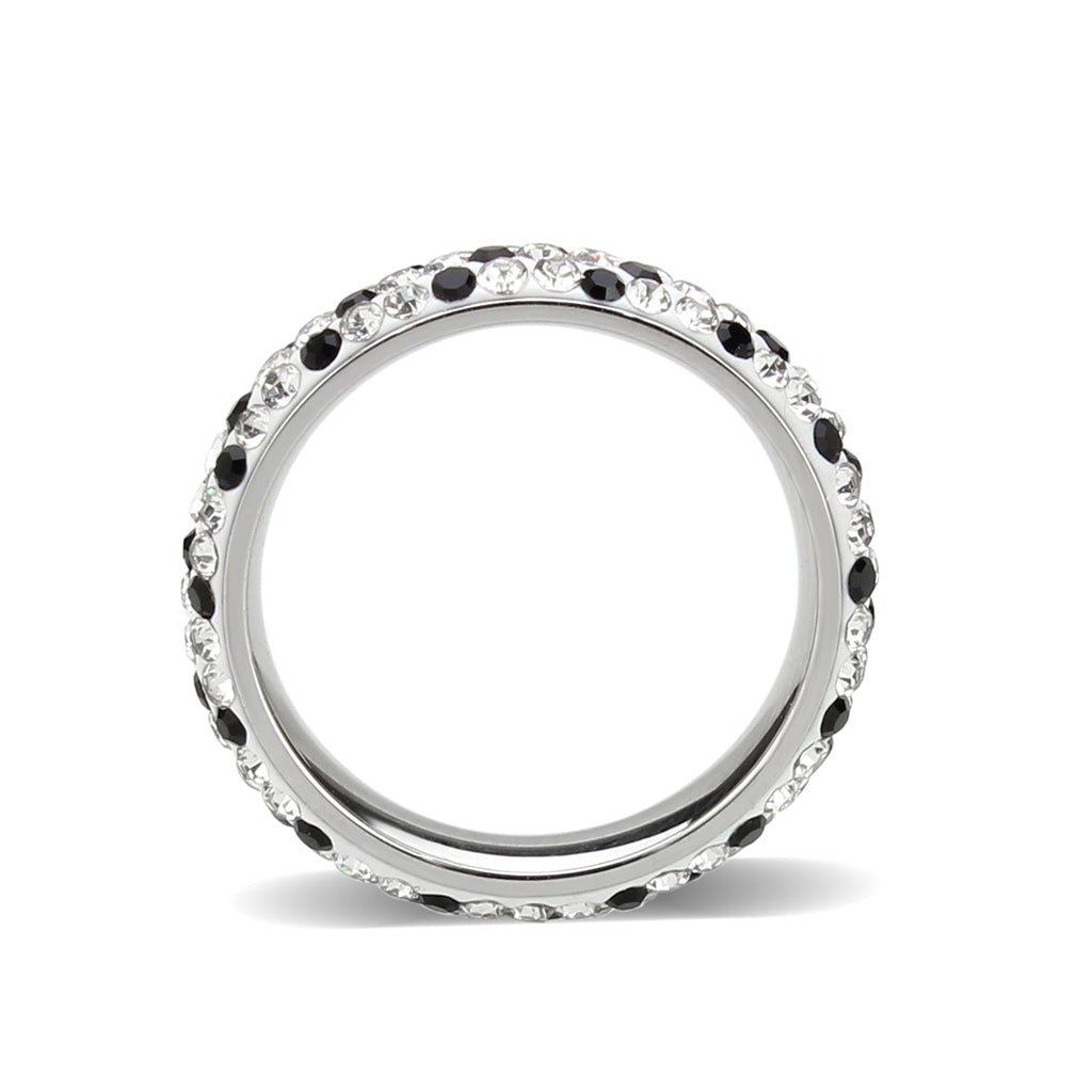 TK3917 - High polished (no plating) Stainless Steel Ring with Top Grade Crystal in MultiColor-2