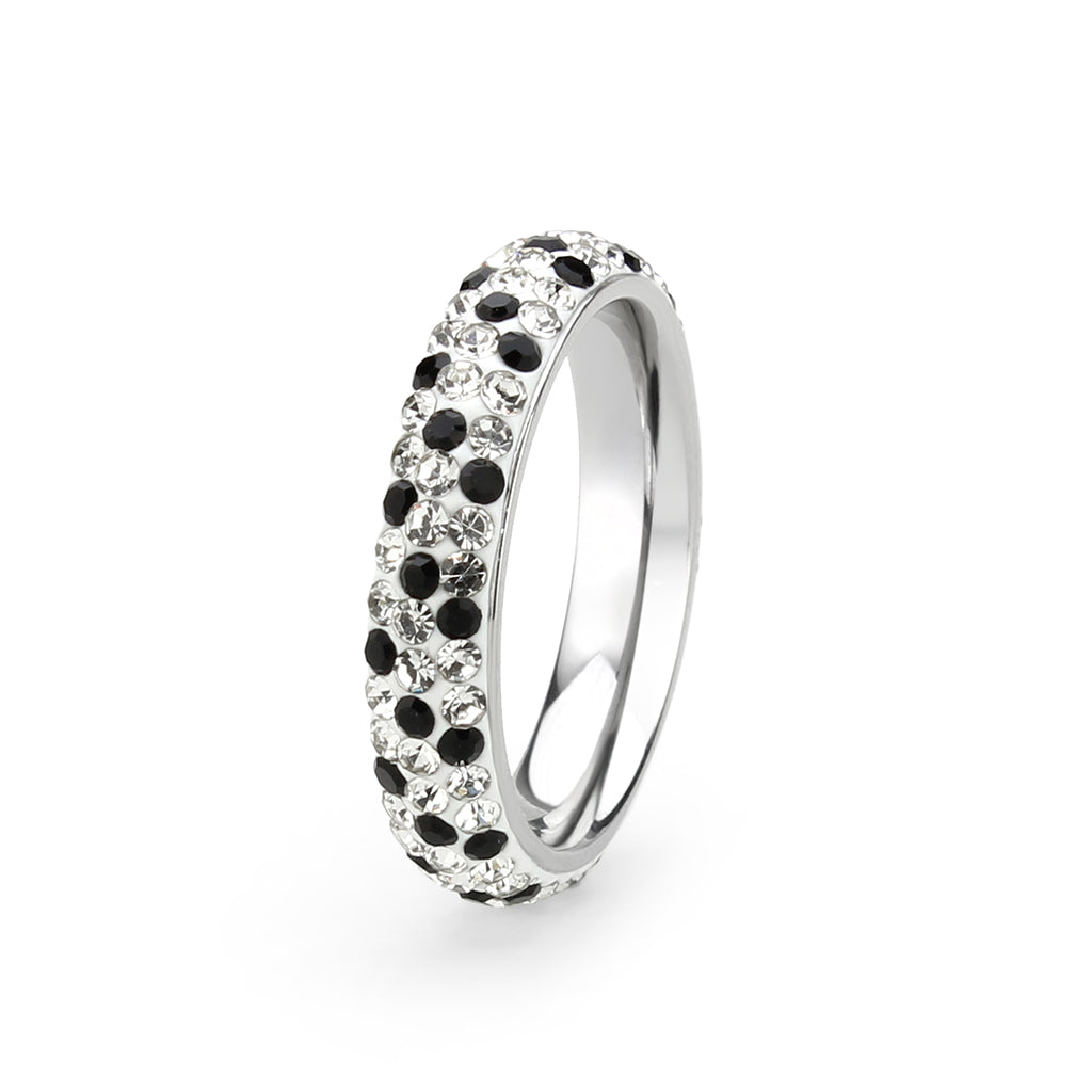 TK3917 - High polished (no plating) Stainless Steel Ring with Top Grade Crystal in MultiColor-3