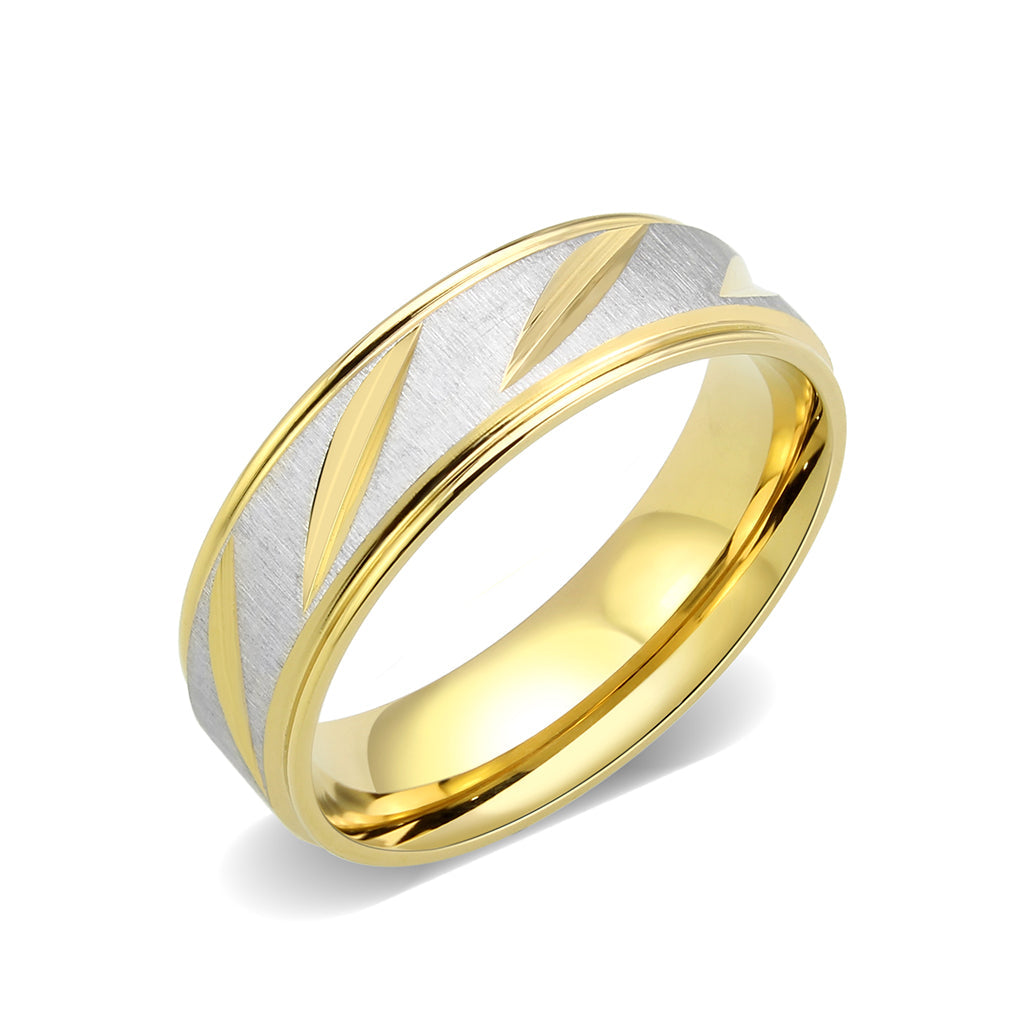 TK3919 - Two Tone IP Gold (Ion Plating) Stainless Steel Ring with NoStone in No Stone-0