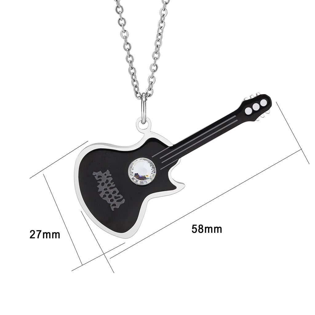 TK3933 - High polished (no plating) Stainless Steel Chain Pendant with Top Grade Crystal in Clear-0