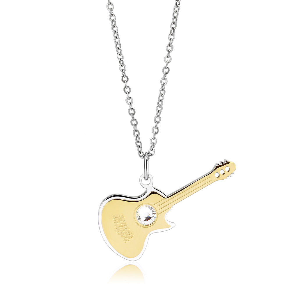 TK3934 - Two Tone IP Gold (Ion Plating) Stainless Steel Chain Pendant with Top Grade Crystal in Clear-3