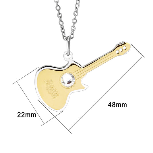 TK3934 - Two Tone IP Gold (Ion Plating) Stainless Steel Chain Pendant with Top Grade Crystal in Clear-0