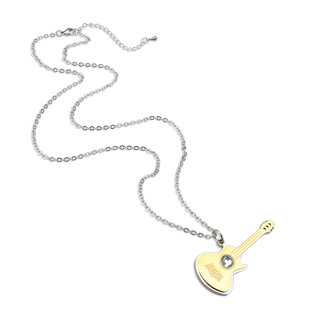 TK3934 - Two Tone IP Gold (Ion Plating) Stainless Steel Chain Pendant with Top Grade Crystal in Clear-2