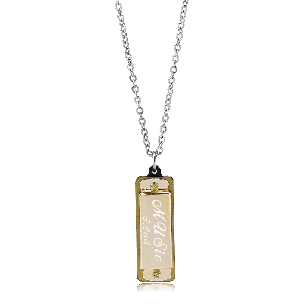 TK3937 - Two Tone IP Gold (Ion Plating) Stainless Steel Chain Pendant with NoStone in No Stone-3