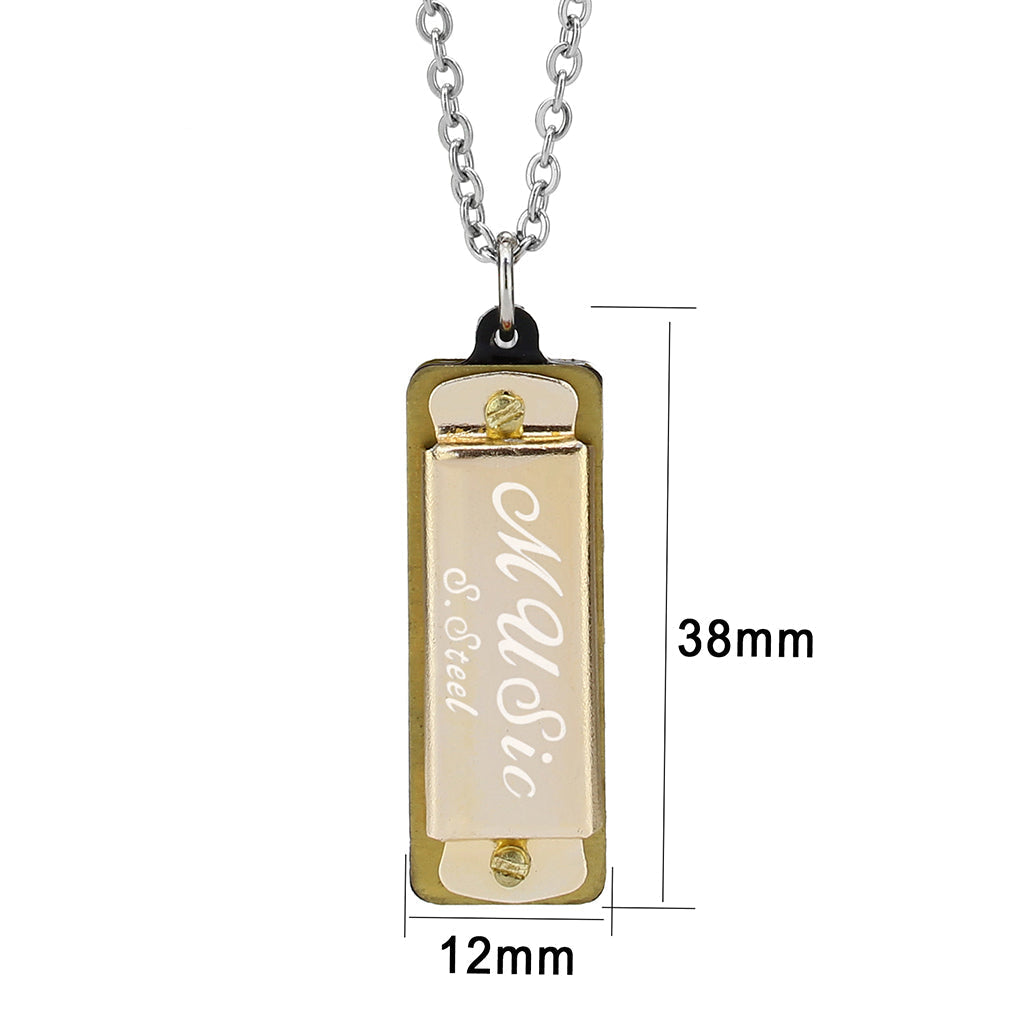 TK3937 - Two Tone IP Gold (Ion Plating) Stainless Steel Chain Pendant with NoStone in No Stone-0