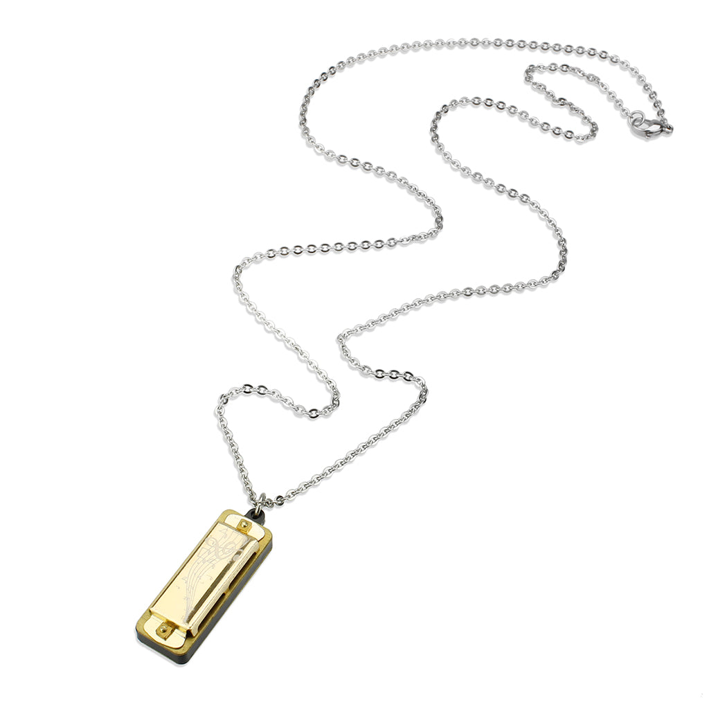 TK3937 - Two Tone IP Gold (Ion Plating) Stainless Steel Chain Pendant with NoStone in No Stone-2