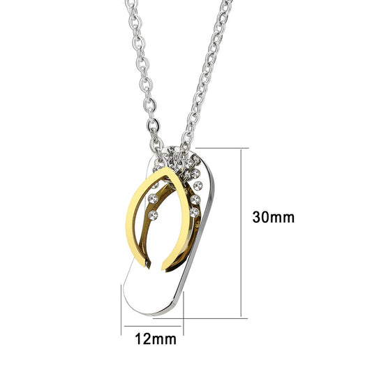 TK3941 - Two Tone IP Gold (Ion Plating) Stainless Steel Chain Pendant with Top Grade Crystal in Clear-0