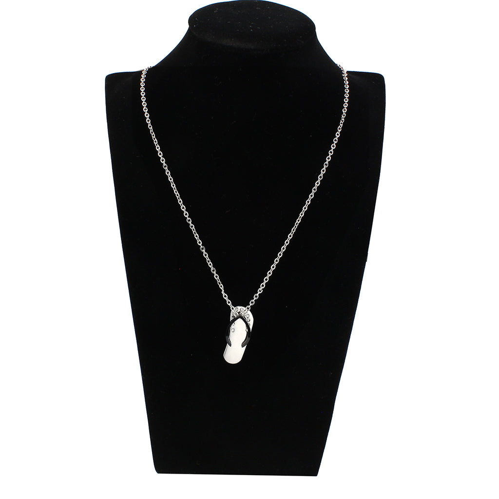 TK3942 - Two Tone IP Black Stainless Steel Chain Pendant with Top Grade Crystal in Clear-1