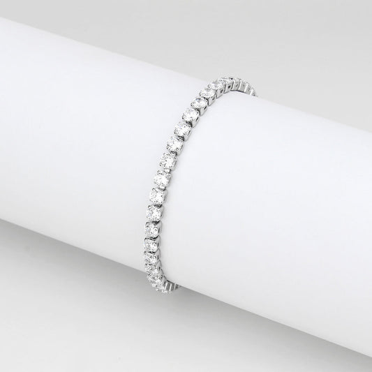 TK3947 - High polished (no plating) Stainless Steel Bracelet with AAA Grade CZ in Clear-0