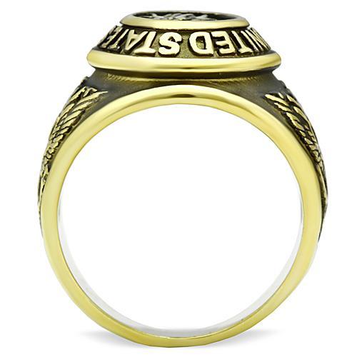 TK414704G - IP Gold(Ion Plating) Stainless Steel Ring with Epoxy  in Jet-2