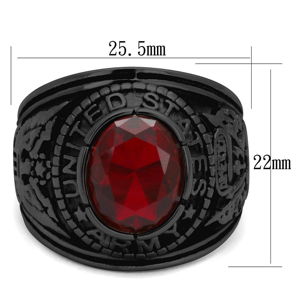 TK414706J - IP Black(Ion Plating) Stainless Steel Ring with Synthetic Synthetic Glass in Siam-1