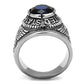 TK414707 - High polished (no plating) Stainless Steel Ring with Synthetic Synthetic Glass in Sapphire-3