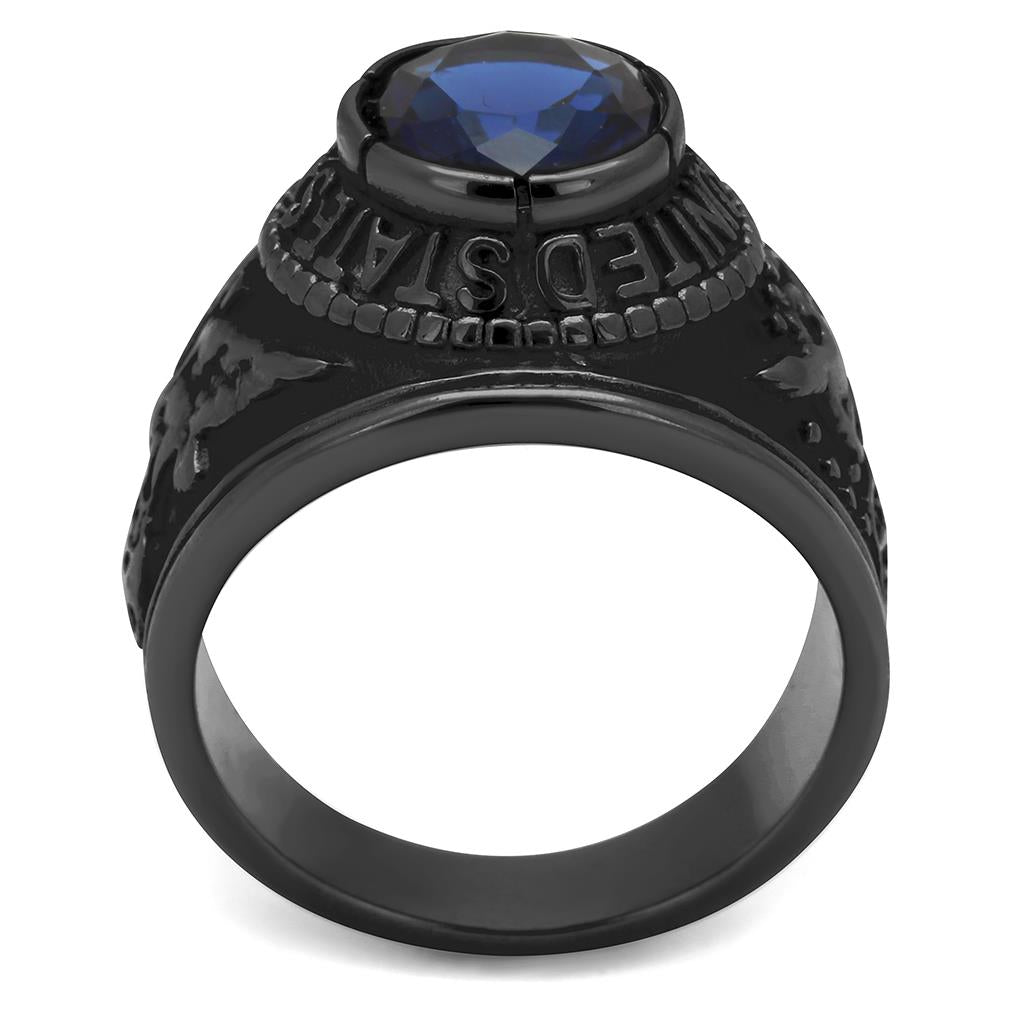 TK414708J - IP Black(Ion Plating) Stainless Steel Ring with Synthetic Synthetic Glass in Sapphire-3