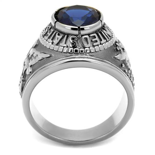 TK414708 - High polished (no plating) Stainless Steel Ring with Synthetic Synthetic Glass in Sapphire-3