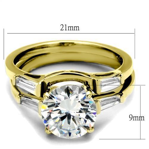 TK44701 - IP Gold(Ion Plating) Stainless Steel Ring with AAA Grade CZ  in Clear-1