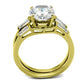 TK44701 - IP Gold(Ion Plating) Stainless Steel Ring with AAA Grade CZ  in Clear-2