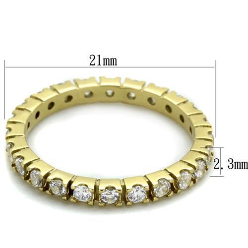 TK45202G - IP Gold(Ion Plating) Stainless Steel Ring with AAA Grade CZ  in Clear-1