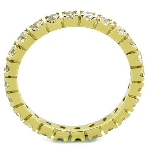 TK45202G - IP Gold(Ion Plating) Stainless Steel Ring with AAA Grade CZ  in Clear-2