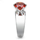 TK52001 - High polished (no plating) Stainless Steel Ring with AAA Grade CZ  in Garnet-3