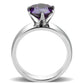 TK52002 - High polished (no plating) Stainless Steel Ring with AAA Grade CZ  in Amethyst-2