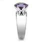 TK52002 - High polished (no plating) Stainless Steel Ring with AAA Grade CZ  in Amethyst-3