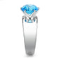 TK52003 - High polished (no plating) Stainless Steel Ring with Synthetic Synthetic Glass in Sea Blue-3