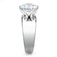 TK52004 - High polished (no plating) Stainless Steel Ring with AAA Grade CZ  in Clear-3