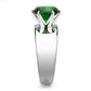 TK52005 - High polished (no plating) Stainless Steel Ring with Synthetic Synthetic Glass in Emerald-3