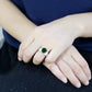 TK52005 - High polished (no plating) Stainless Steel Ring with Synthetic Synthetic Glass in Emerald-4