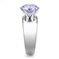 TK52006 - High polished (no plating) Stainless Steel Ring with AAA Grade CZ  in Light Amethyst-3