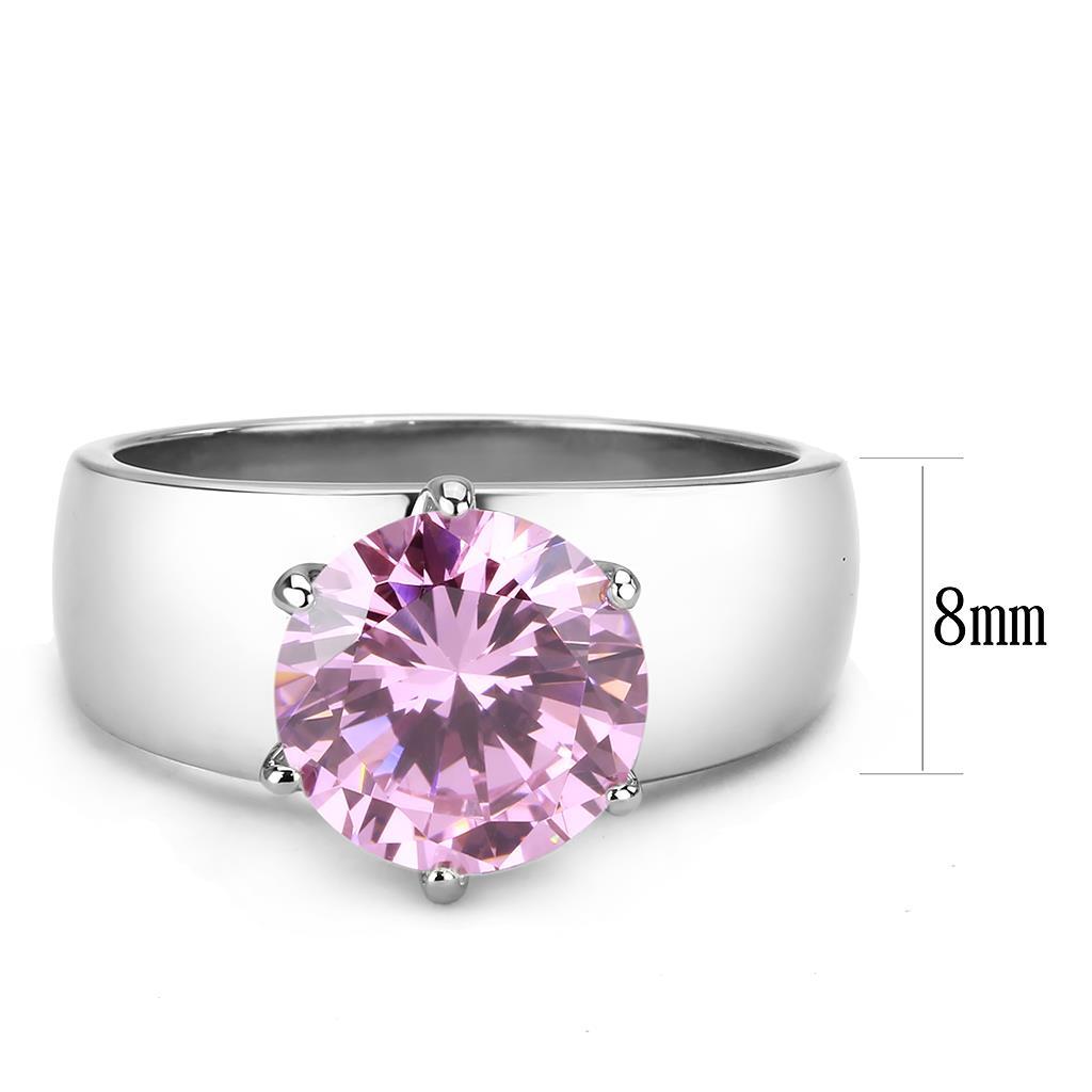 TK52010 - High polished (no plating) Stainless Steel Ring with AAA Grade CZ  in Rose-1