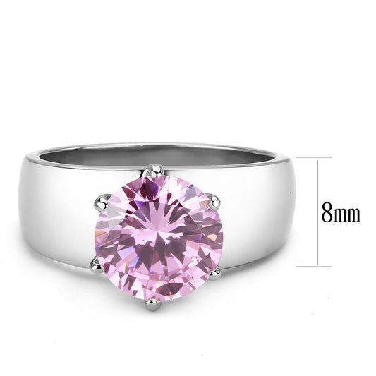 TK52010 - High polished (no plating) Stainless Steel Ring with AAA Grade CZ  in Rose-1